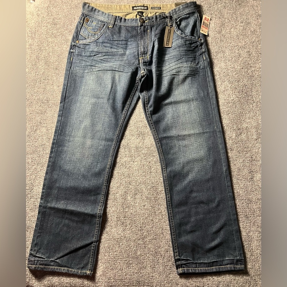 ECKO UNLTD Mens Jeans 40X32 SLIM STRAIGHT FIT Medium Wash Blue Denim Cowboy NWT